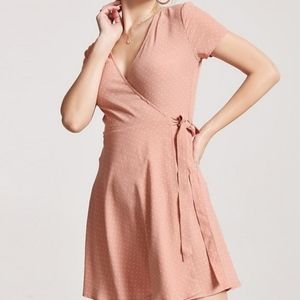 Forever 21 Women's Pink Polka Dot Wrap Dress, Size M
